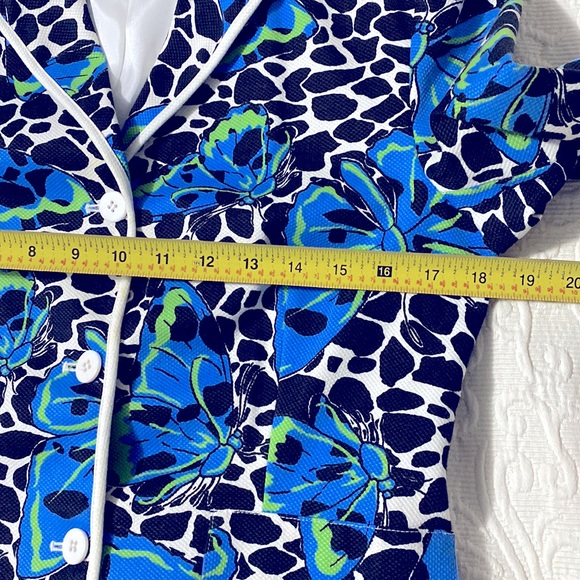 City Silk Stretch Blue Butterfly Blazer - Picture 5 of 7